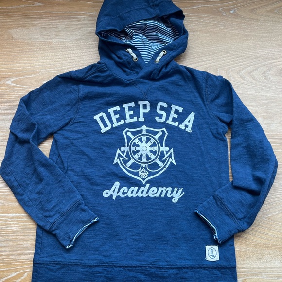 Lands' End Other - Lands End Navy Blue Deep Sea Academy Graphic Kids Hoodie Sweatshirt Medium 5/6